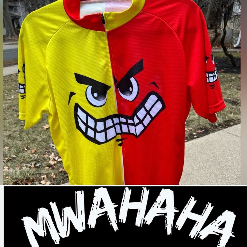 🚴‍♀️🤪Villainous Maniacal Emoji Cycling Jersey Reflective Bike Bicycle Shirt XXL